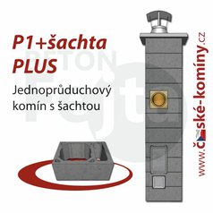 Komínová sestava PLUS P1+šachta, 4 m, 180-90°, 1x čistič