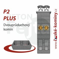 Komínová sestava PLUS P2, 4 m, 180-90°/180-90°, 2x čistič
