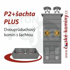 Komínová sestava PLUS P2+šachta, 4 m, 180-45°/180-45°, 2x čistič