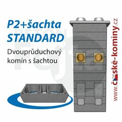 Komínová sestava STANDARD P2+šachta, 4 m, 200-45°/200-45°, 2x čistič
